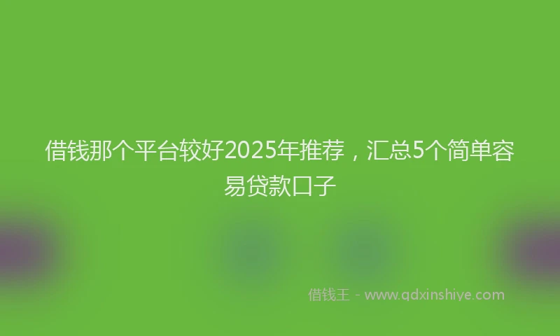 借钱那个平台较好2025年推荐，汇总5个简单容易贷款口子
