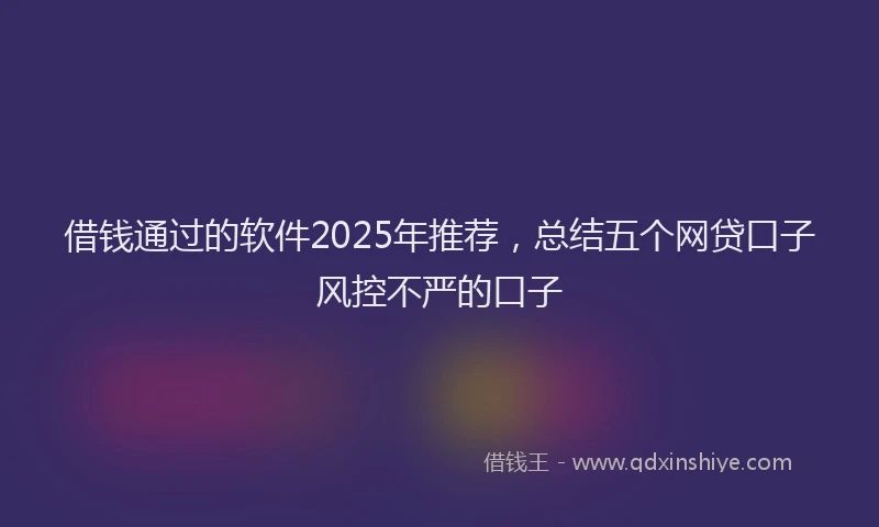 借钱通过的软件2025年推荐,总结五个网贷口子风控不严的口子