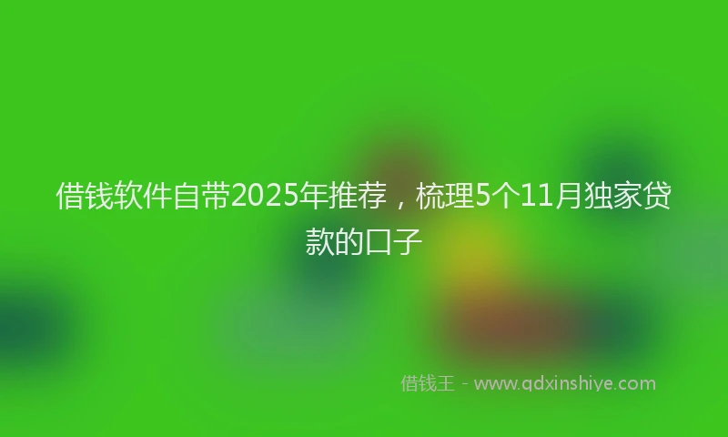 借钱软件自带2025年推荐，梳理5个11月独家贷款的口子
