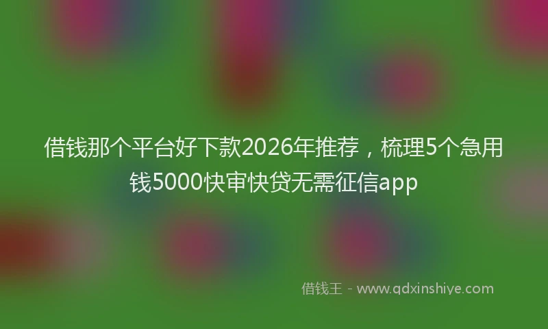 借钱那个平台好下款2026年推荐，梳理5个急用钱5000快审快贷无需征信app