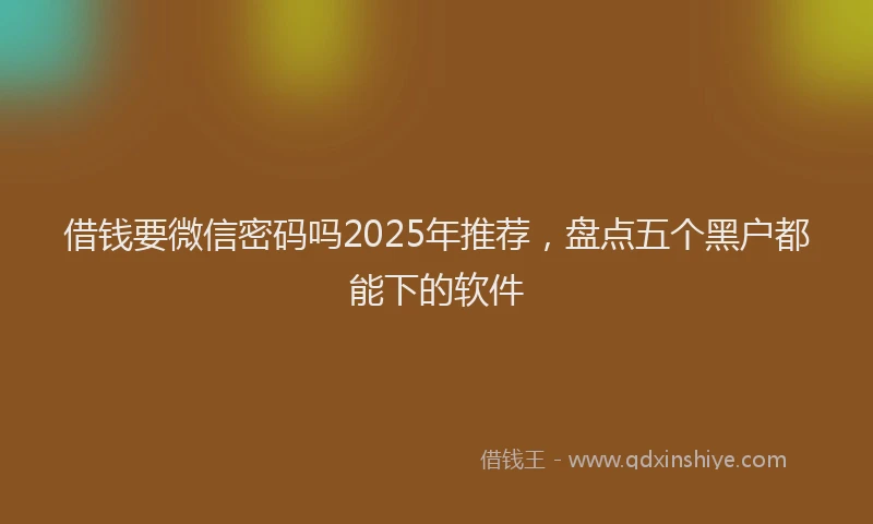 借钱要微信密码吗2025年推荐,盘点五个黑户都能下的软件
