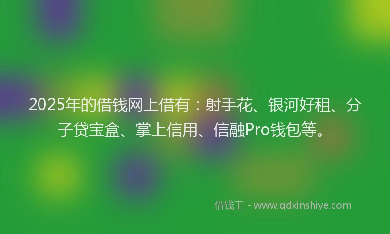 2025年的借钱网上借有：射手花、银河好租、分子贷宝盒、掌上信用、信融Pro钱包等。