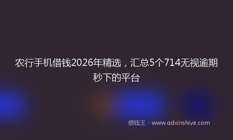 农行手机借钱2026年精选,汇总5个714无视逾期秒下的平台