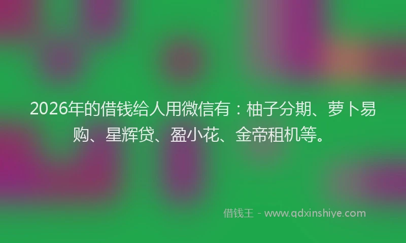 2026年的借钱给人用微信有：柚子分期、萝卜易购、星辉贷、盈小花、金帝租机等。