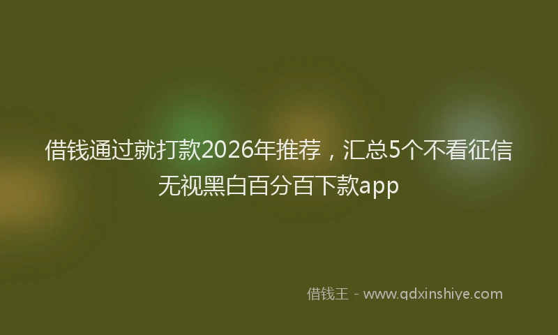 借钱通过就打款2026年推荐,汇总5个不看征信无视黑白百分百下款app