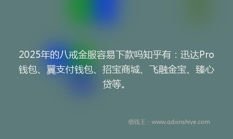 2025年的八戒金服容易下款吗知乎有:迅达Pro钱包、翼支付钱包、招宝商城、飞融金宝、臻心贷等。