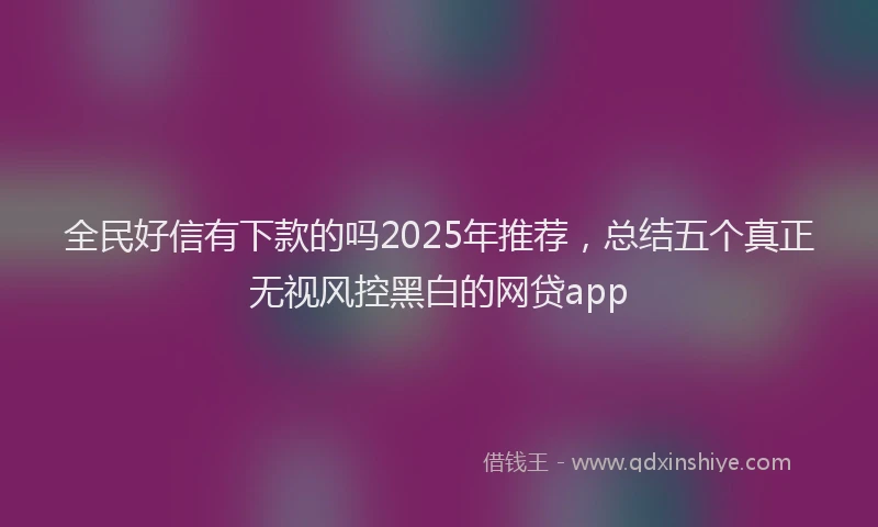 全民好信有下款的吗2025年推荐，总结五个真正无视风控黑白的网贷app