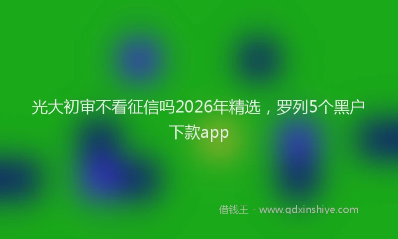 光大初审不看征信吗2026年精选，罗列5个黑户下款app