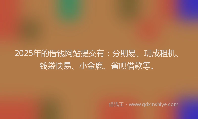 2025年的借钱网站提交有：分期易、玥成租机、钱袋快易、小金鹿、省呗借款等。