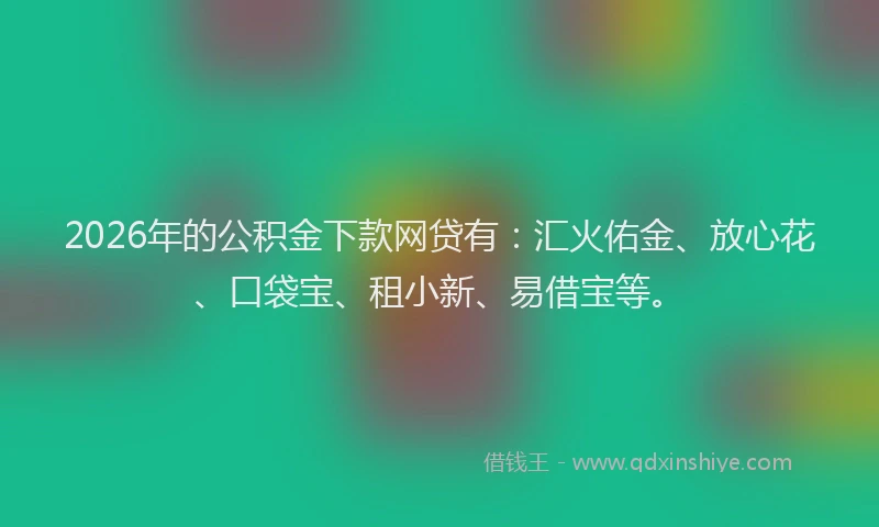 2026年的公积金下款网贷有：汇火佑金、放心花、口袋宝、租小新、易借宝等。