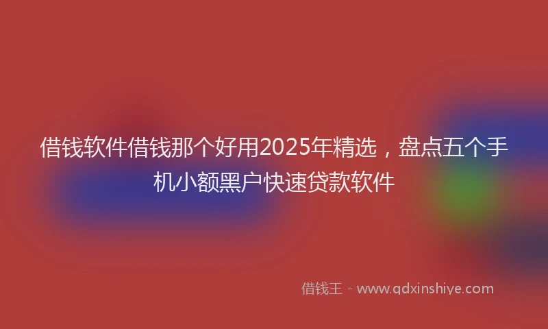 借钱软件借钱那个好用2025年精选，盘点五个手机小额黑户快速贷款软件
