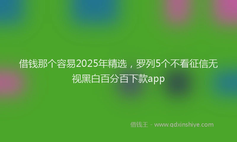 借钱那个容易2025年精选,罗列5个不看征信无视黑白百分百下款app
