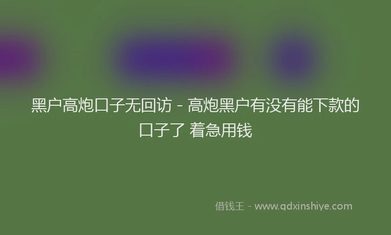 黑户高炮口子无回访 - 高炮黑户有没有能下款的口子了 着急用钱