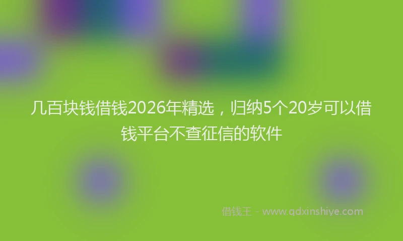 几百块钱借钱2026年精选，归纳5个20岁可以借钱平台不查征信的软件