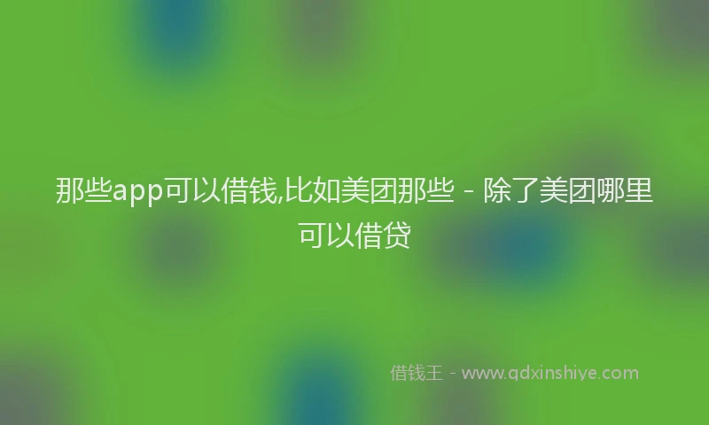 那些app可以借钱,比如美团那些 - 除了美团哪里可以借贷