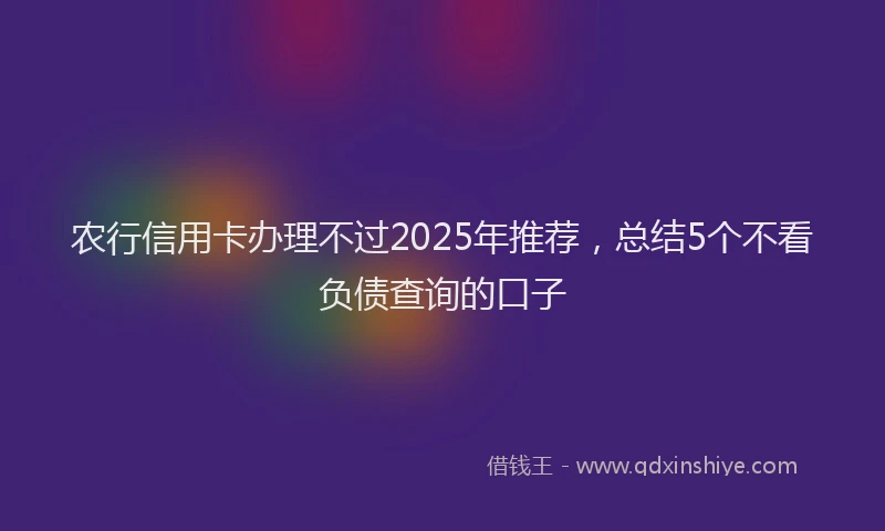 农行信用卡办理不过2025年推荐，总结5个不看负债查询的口子