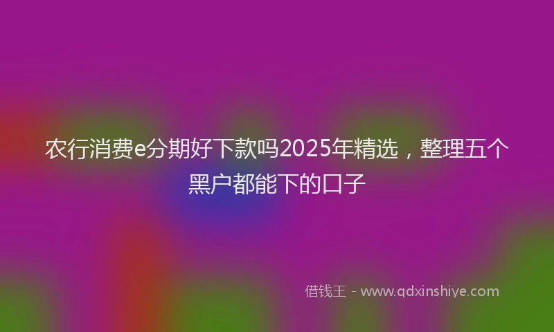 农行消费e分期好下款吗2025年精选，整理五个黑户都能下的口子
