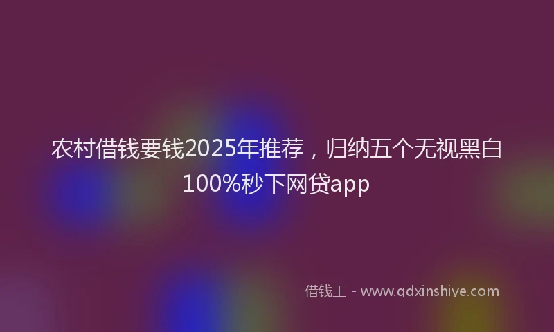 农村借钱要钱2025年推荐，归纳五个无视黑白100%秒下网贷app