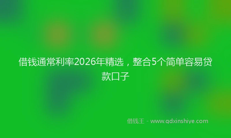 借钱通常利率2026年精选，整合5个简单容易贷款口子