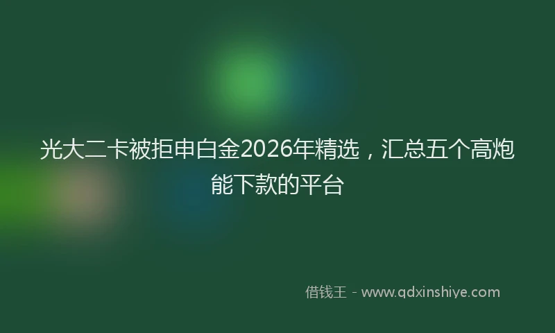光大二卡被拒申白金2026年精选，汇总五个高炮能下款的平台