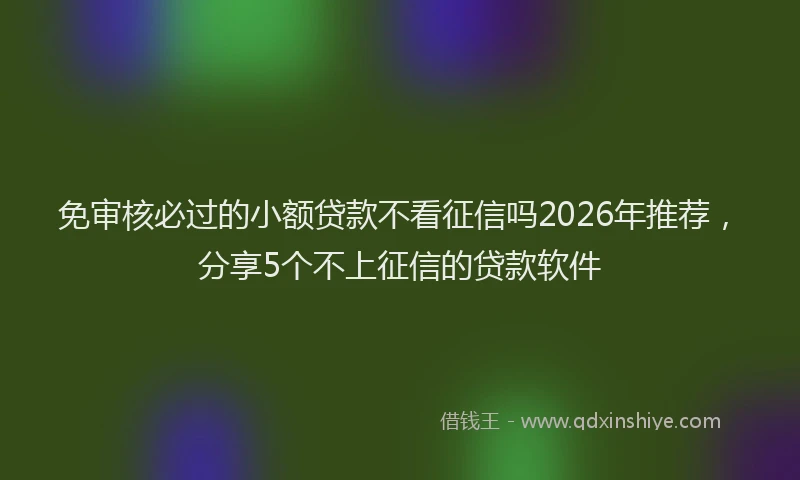 免审核必过的小额贷款不看征信吗2026年推荐,分享5个不上征信的贷款软件