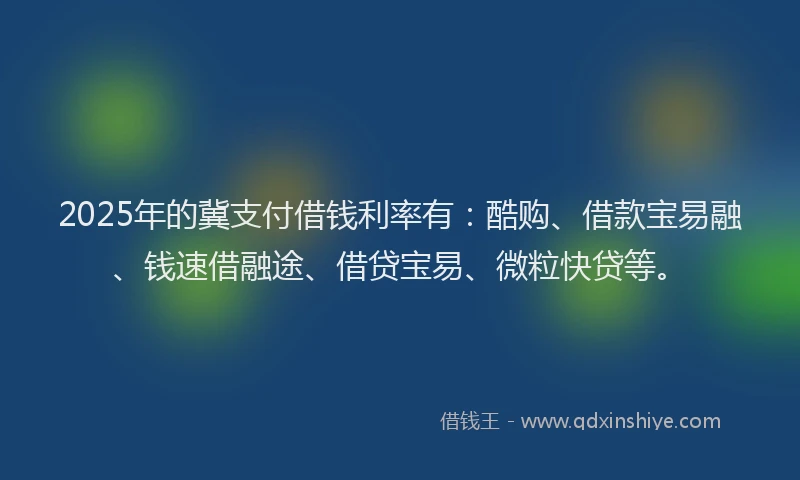 2025年的冀支付借钱利率有：酷购、借款宝易融、钱速借融途、借贷宝易、微粒快贷等。