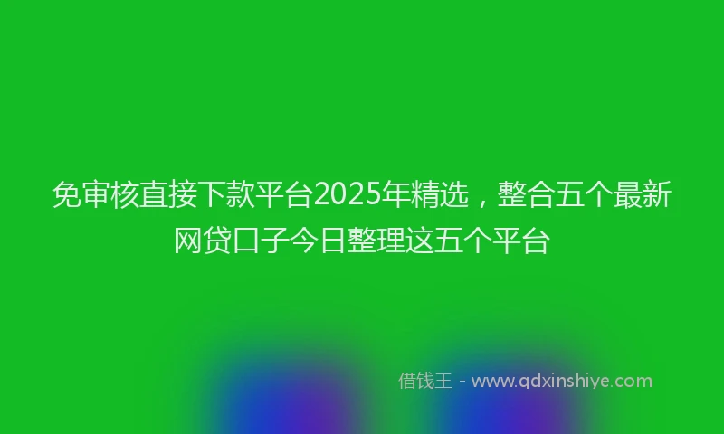免审核直接下款平台2025年精选，整合五个最新网贷口子今日整理这五个平台