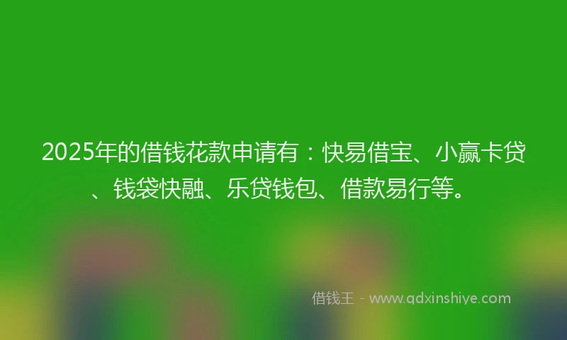 2025年的借钱花款申请有：快易借宝、小赢卡贷、钱袋快融、乐贷钱包、借款易行等。