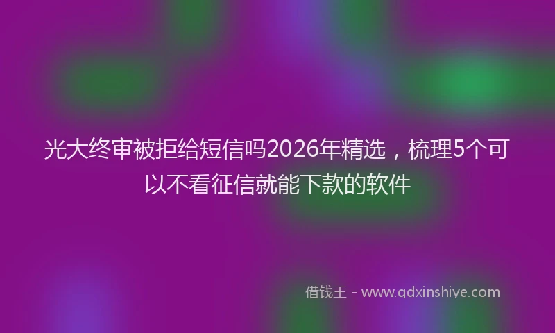 光大终审被拒给短信吗2026年精选，梳理5个可以不看征信就能下款的软件