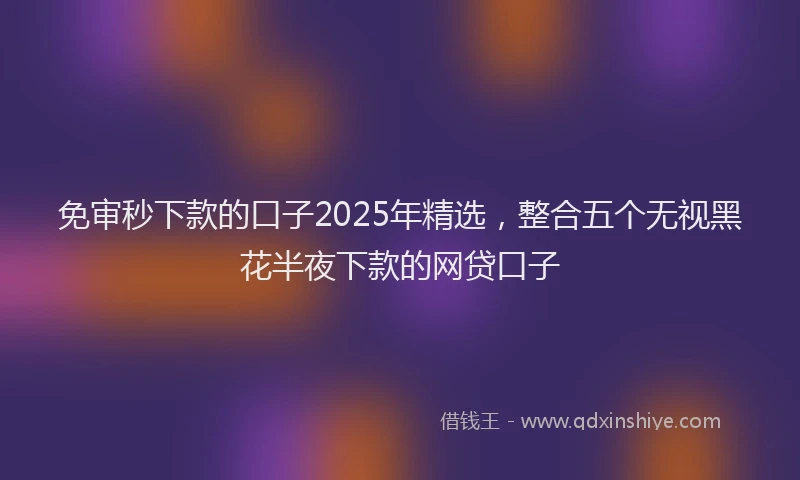免审秒下款的口子2025年精选,整合五个无视黑花半夜下款的网贷口子