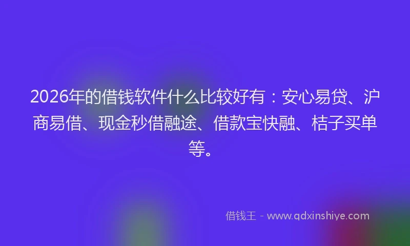 2026年的借钱软件什么比较好有：安心易贷、沪商易借、现金秒借融途、借款宝快融、桔子买单等。