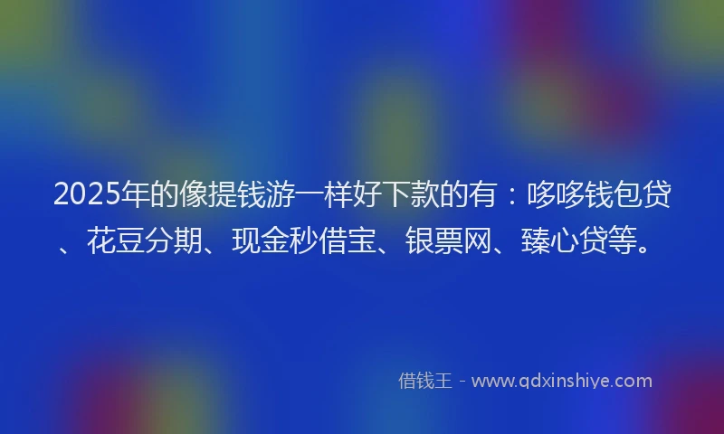 2025年的像提钱游一样好下款的有:哆哆钱包贷、花豆分期、现金秒借宝、银票网、臻心贷等。