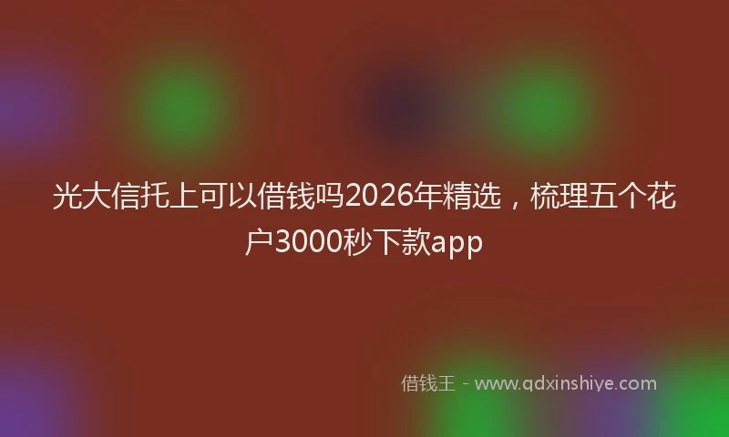 光大信托上可以借钱吗2026年精选，梳理五个花户3000秒下款app
