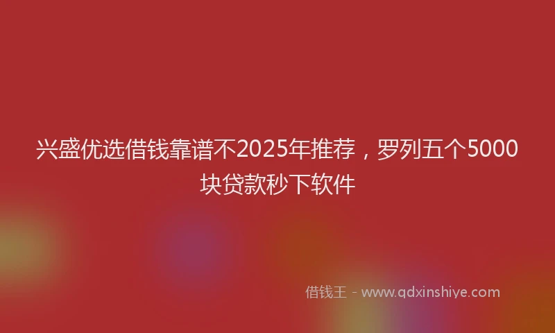 兴盛优选借钱靠谱不2025年推荐，罗列五个5000块贷款秒下软件