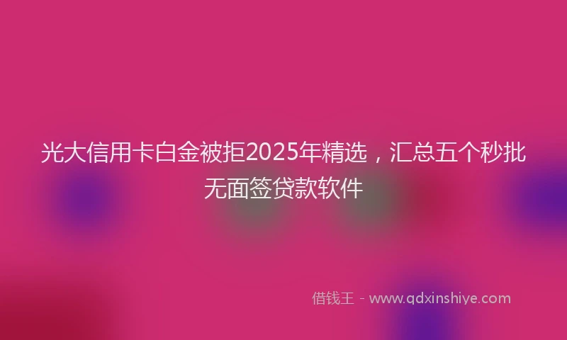 光大信用卡白金被拒2025年精选，汇总五个秒批无面签贷款软件
