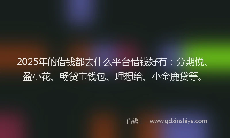 2025年的借钱都去什么平台借钱好有：分期悦、盈小花、畅贷宝钱包、理想给、小金鹿贷等。