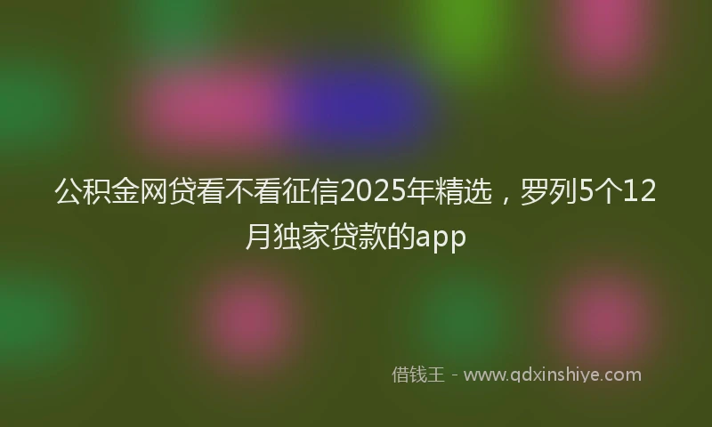 公积金网贷看不看征信2025年精选，罗列5个12月独家贷款的app
