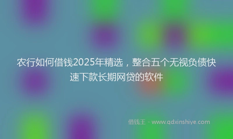 农行如何借钱2025年精选，整合五个无视负债快速下款长期网贷的软件