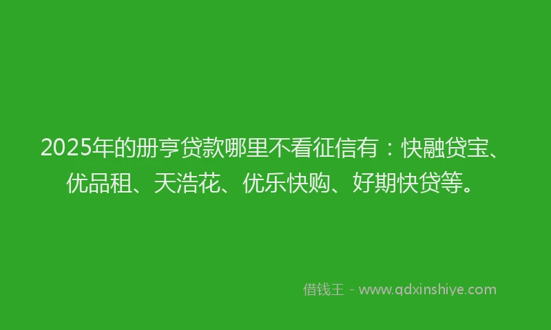 2025年的册亨贷款哪里不看征信有：快融贷宝、优品租、天浩花、优乐快购、好期快贷等。