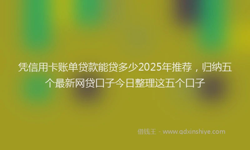 凭信用卡账单贷款能贷多少2025年推荐，归纳五个最新网贷口子今日整理这五个口子