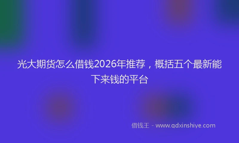 光大期货怎么借钱2026年推荐，概括五个最新能下来钱的平台