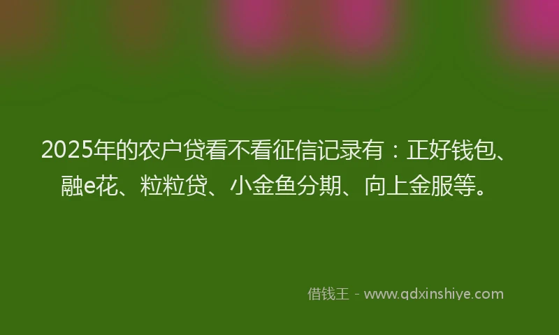 2025年的农户贷看不看征信记录有：正好钱包、融e花、粒粒贷、小金鱼分期、向上金服等。