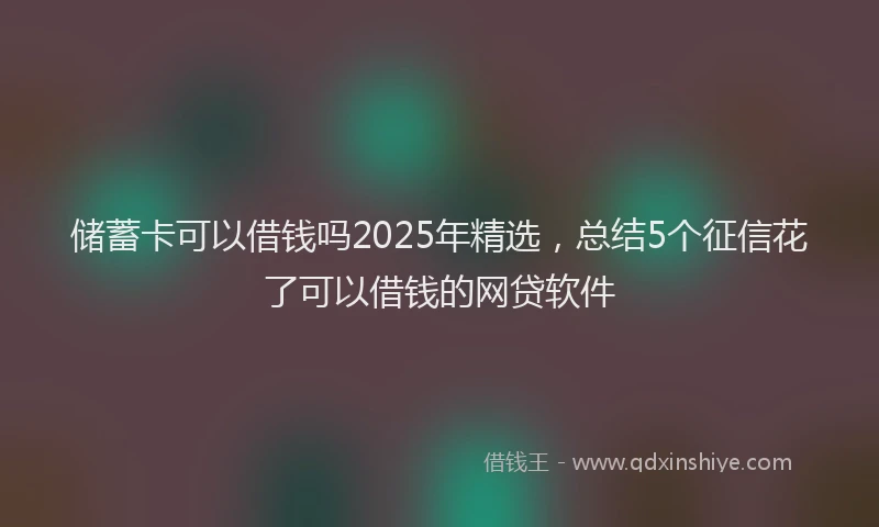 储蓄卡可以借钱吗2025年精选，总结5个征信花了可以借钱的网贷软件
