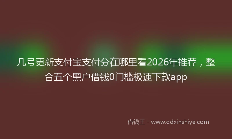 几号更新支付宝支付分在哪里看2026年推荐，整合五个黑户借钱0门槛极速下款app