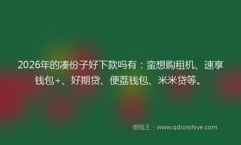 2026年的凑份子好下款吗有:蛮想购租机、速享钱包+、好期贷、便荔钱包、米米贷等。