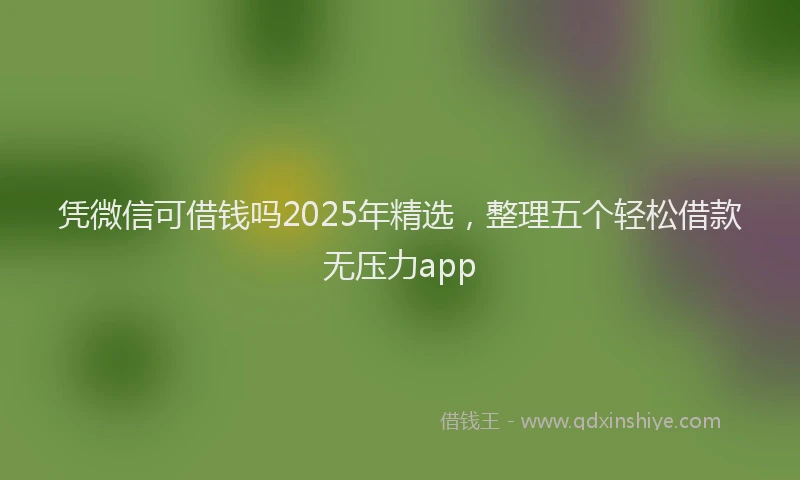 凭微信可借钱吗2025年精选，整理五个轻松借款无压力app