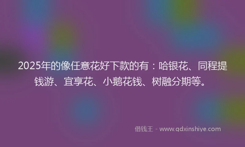 2025年的像任意花好下款的有：哈银花、同程提钱游、宜享花、小鹅花钱、树融分期等。
