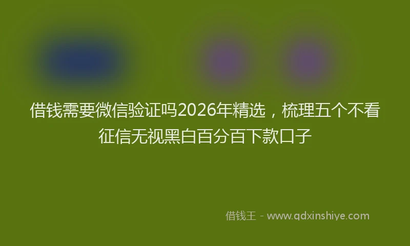 借钱需要微信验证吗2026年精选，梳理五个不看征信无视黑白百分百下款口子