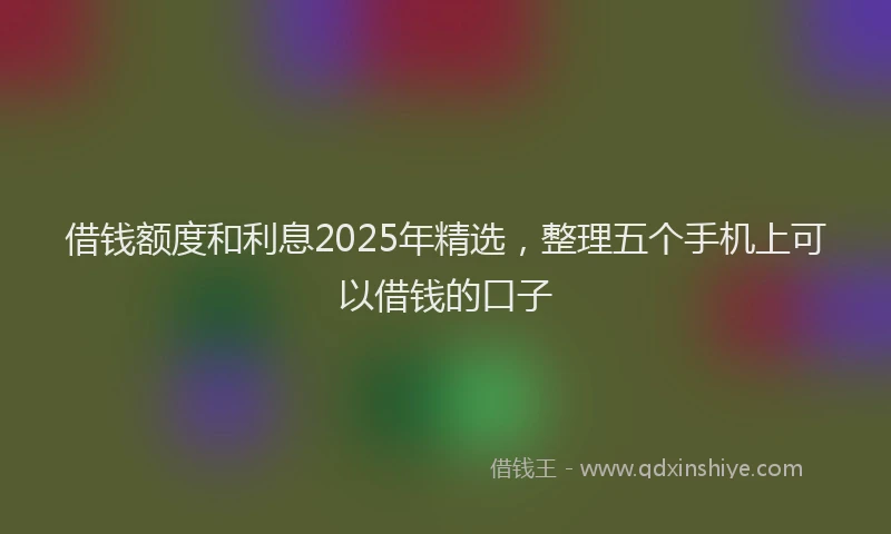 借钱额度和利息2025年精选，整理五个手机上可以借钱的口子