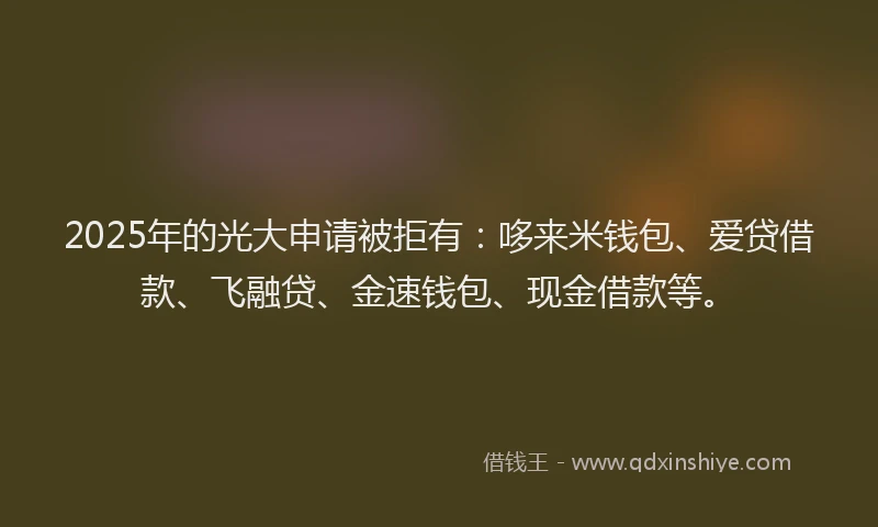 2025年的光大申请被拒有：哆来米钱包、爱贷借款、飞融贷、金速钱包、现金借款等。